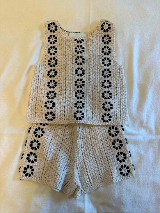 Zara Girls 8-9Y Crochet Two-Piece Set