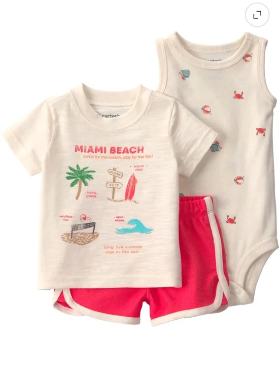 ☀️ Carter's Baby Boy 3-Piece Miami Beach Set NWT Multi Sizes 0-3M, 18M & 24M ☀️