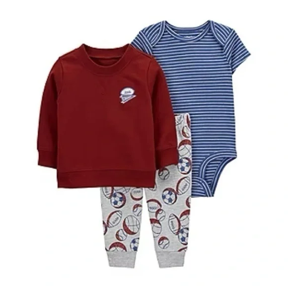 Carters • NWT Burgundy Football Little Champ 3 Piece Set