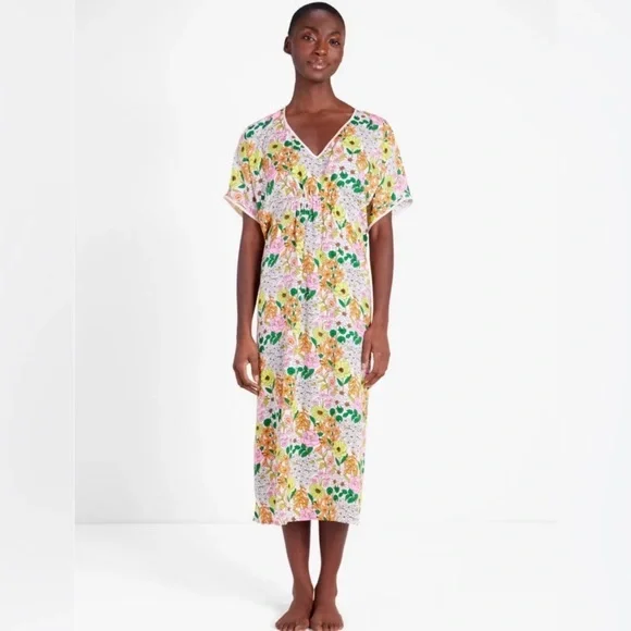 Kate Spade Floral Slit-Hem Caftan kaftan Spring Bounty Print Size medium