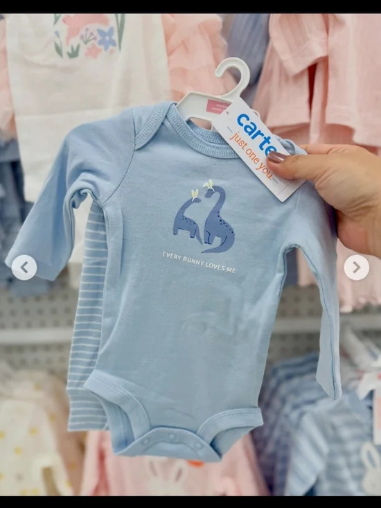 Carter's Baby Boy Dino Easter Set 2pc Blue Stripes NWT 3Mos every bunny loves me