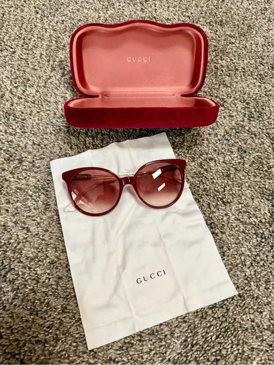 Gucci Women's Oxblood Gradient Round Sunglasses