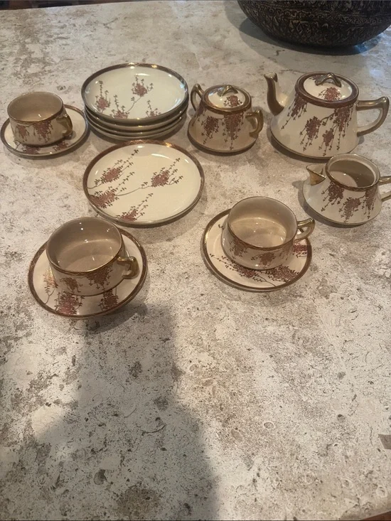 Satsuma antique wisteria tea set made in Japan