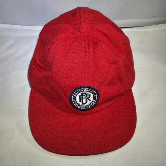 VINTAGE Banana Republic‎ Hat Cap Fitted Medium/Large Red Fleece Logo