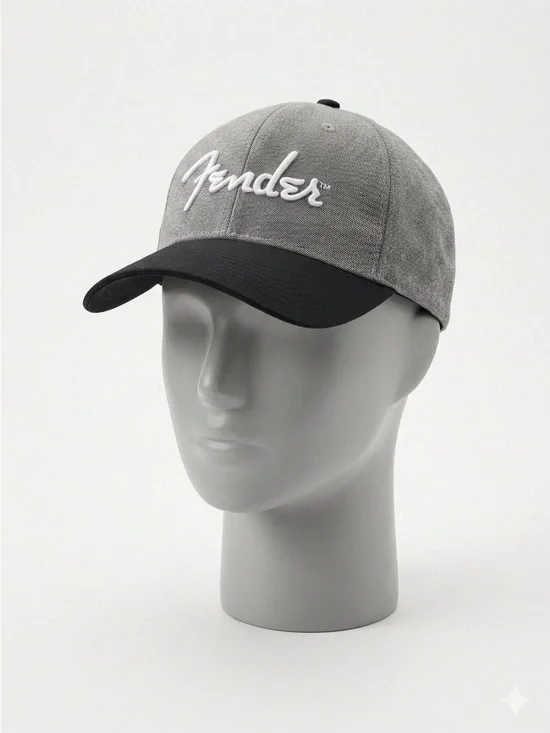 Fender Gray and Black Baseball Cap with White Logo