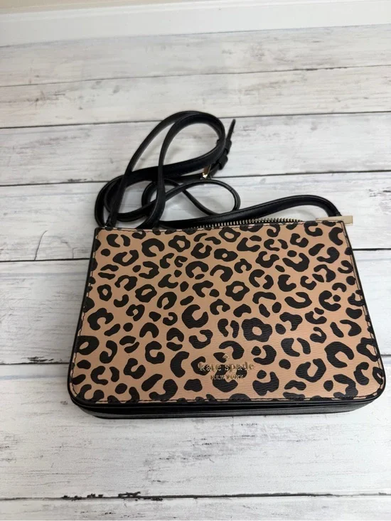 kate spade Leopard Print Crossbody in Tan and Black with Adjustable Strap