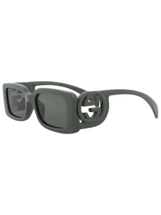 New Gucci Womens Square/Rectangle Grey Grey Smoke Fashion Designer Sunglasses