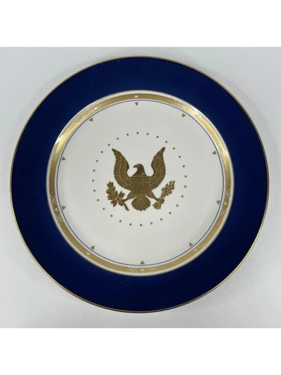 Homer Laughlin Presidential Dinner Plate, Gold Eagle from 1990, Some Scratches