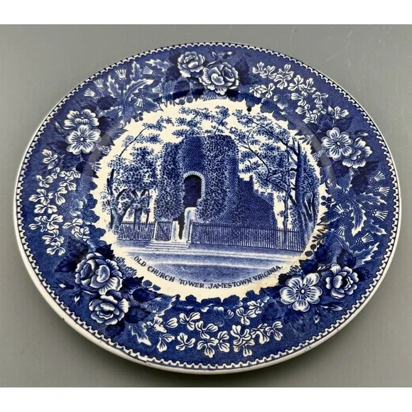 Vintage Jonroth Ceramic Plate Jamestown Virginia Old Church Tower 6 3/4