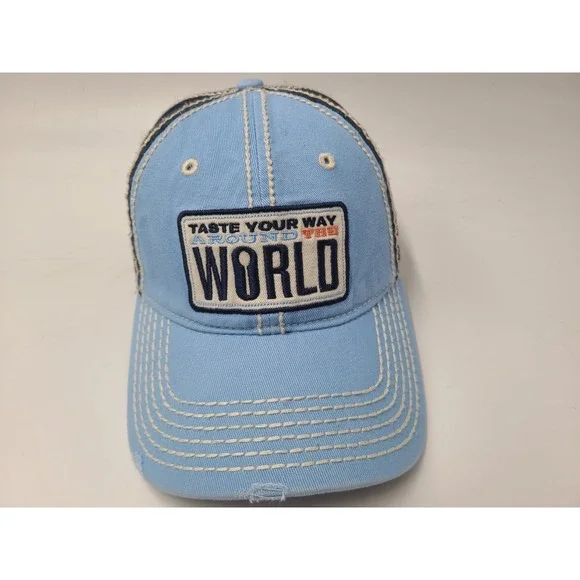 2017 Epcot International Food & Wine Festival Disney Distressed Hat Cap Men Blue