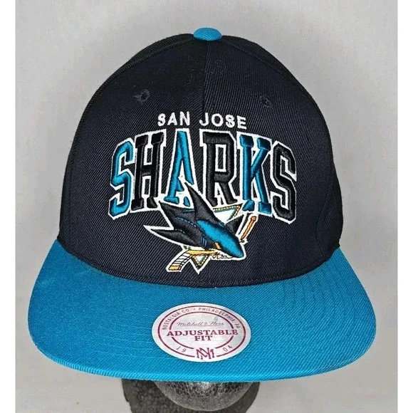 Mitchell & Ness San Jose Sharks Teal Black Snapback Hat‎ NHL Hockey July 2012