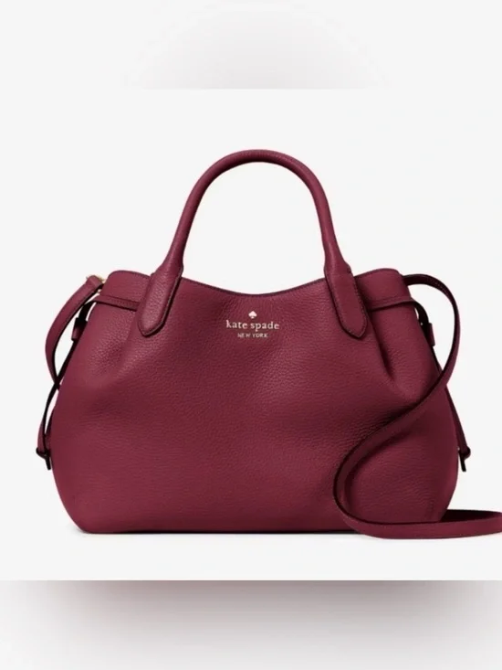 Kate Spade Large Dumpling Satchel Blackberry Preserves maroon cranberry bag