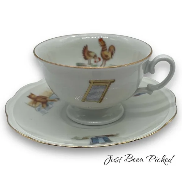Childs Cup Saucer Set Poland Bear‎ Chickens Birds