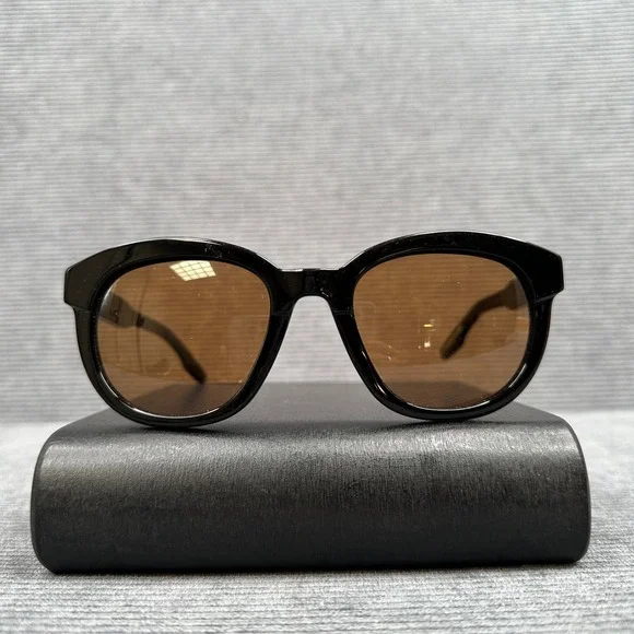 IVI Allison Black Y2K Sunglasses Brown Lens Handmade in Japan 091670-910‎ 53mm
