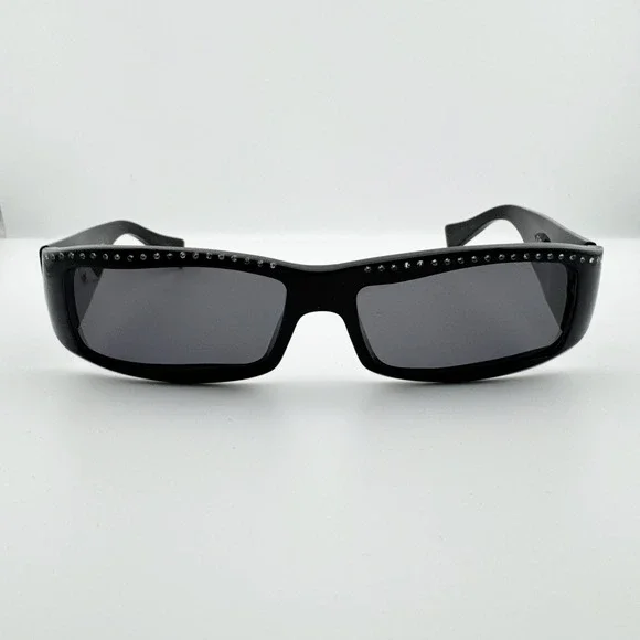 Alain Mikli Y2K‎ Rhinestone Rectangle Sunglasses Women Black Cat 3