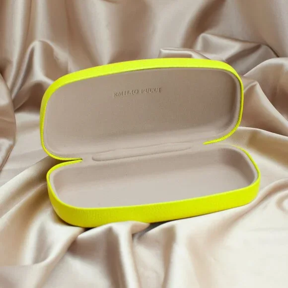 Emilio Pucci Neon Yellow Hard Sunglass Case Pop Summer Color EUC