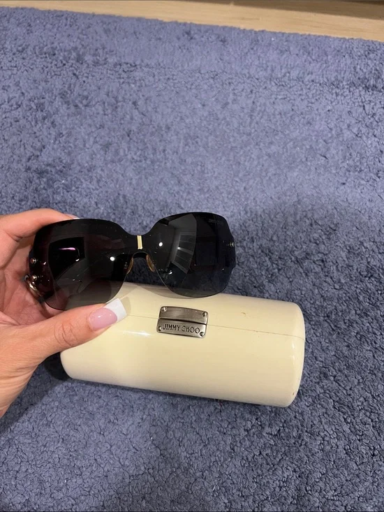 Jimmy Choo Black Rimless Gradient Sunglasses with Ivory Case