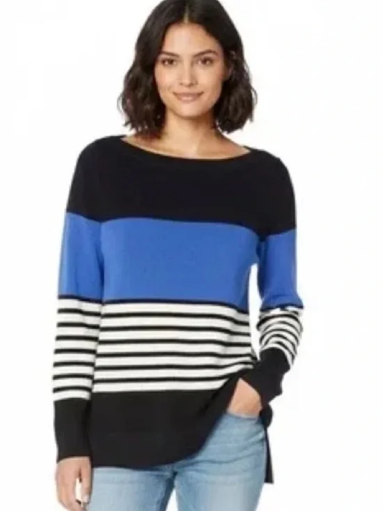 KATE SPADE NEW YORK Amari Striped Wool-Blend Boatneck Sweater EUC/sz M