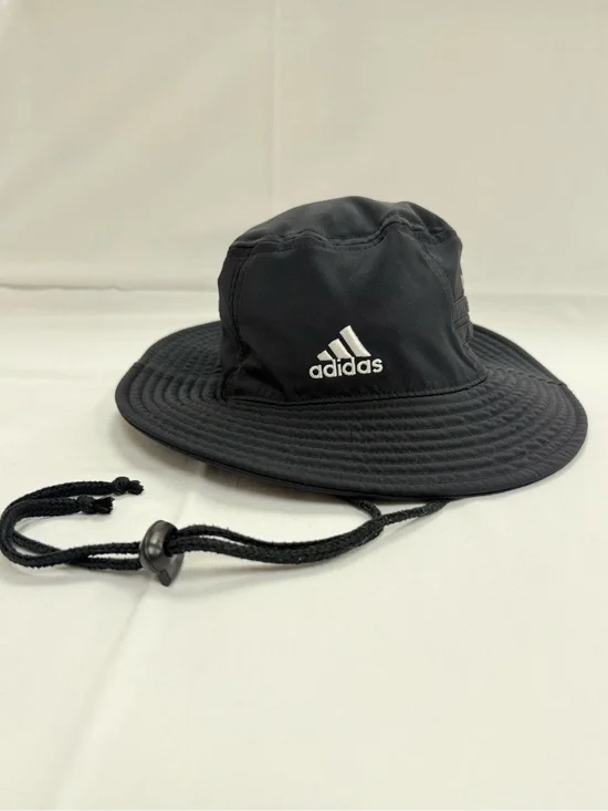 Adidas AeroReady Boonie Bucket Hat Black Wide Brim Sun Hat Adjustable Chin Strap