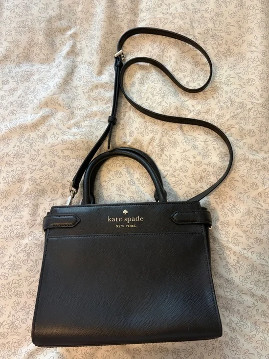 kate spade Black Leather Satchel with Crossbody Strap