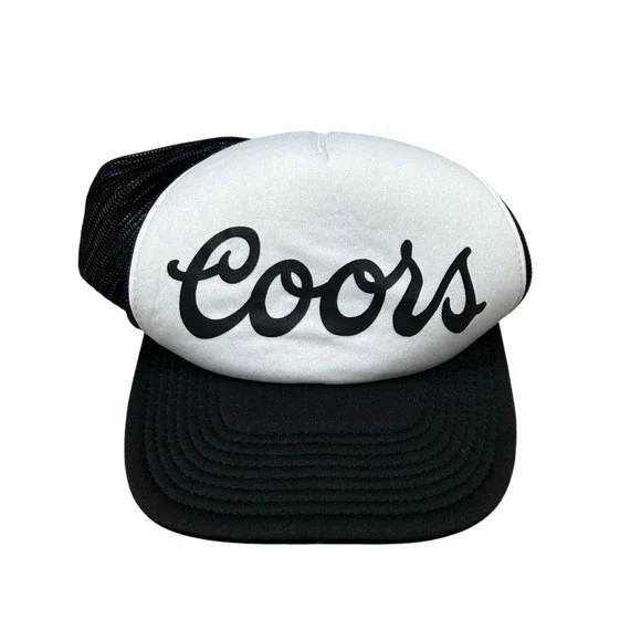 Vintage Style‎ Coors Black & White Trucker Hat Beer Adjustable Snapback Cap