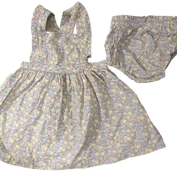 Matalan‎ Baby Girls Floral Pinafore Dress and Bloomers Set 12-18 Months Cotton