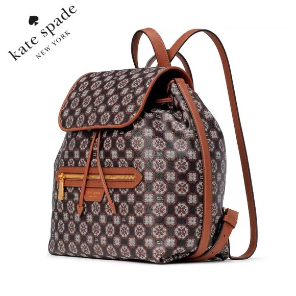 NWT KATE SPADE Spade Flower‎ Monogram Mia Flap Backpack Casual Bag