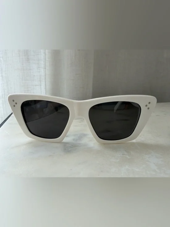 Celine White Frame Black Lens Cat-Eye Sunglasses