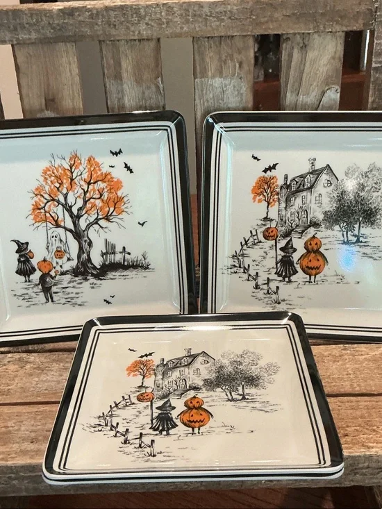 Nicole Miller Halloween Melamine Appetizer Plates - Set of 4