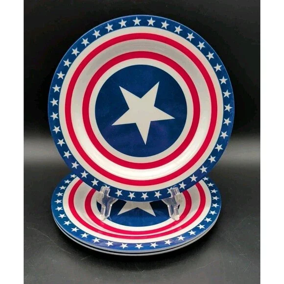 Kings Club Casino Captain America Star Salad Plates July Fourth Set Of 4