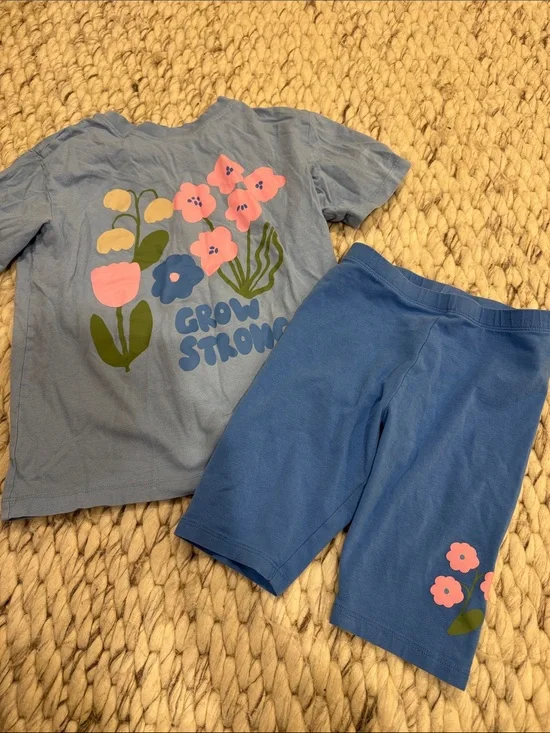 H&M Blue Floral 'Grow Strong' Tee and Leggings Set