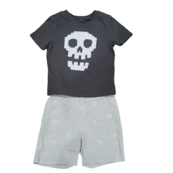 Skull print short set