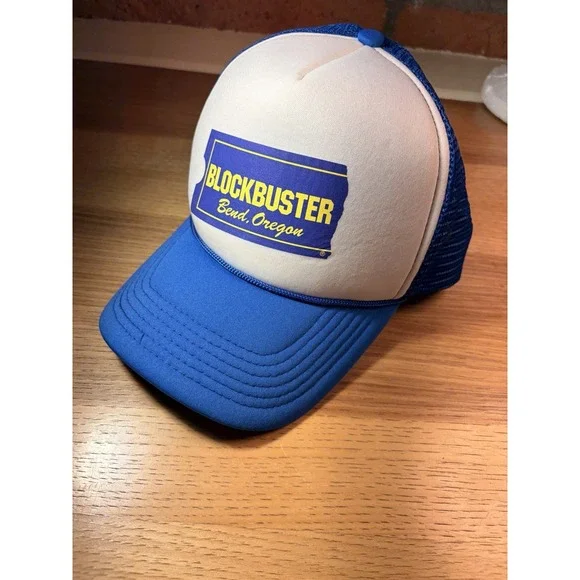 Vintage Blockbuster Video Hat Trucker Cap 80s Mesh Snap Back Royal Blue Oregon