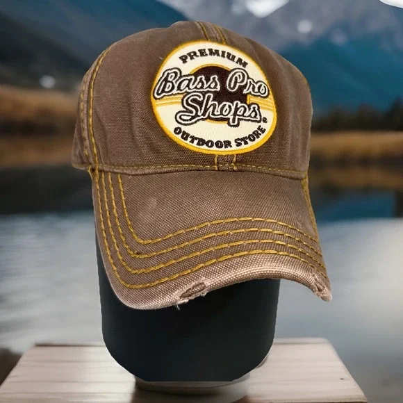 Premium Bass Pro Shops Outdoor‎ Store Ball Cap Adjustable Strap Preowned Brown
