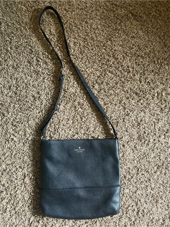kate spade Black Pebbled Leather Messenger Crossbody