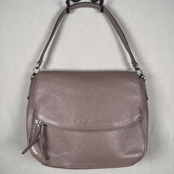 Kate Spade New York Taupe Medium Flap Shoulder Bag Womens Handbag Poor/Fair Cond