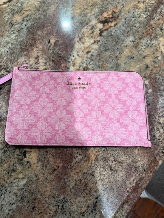 kate spade pink floral wristlet clutch pouch