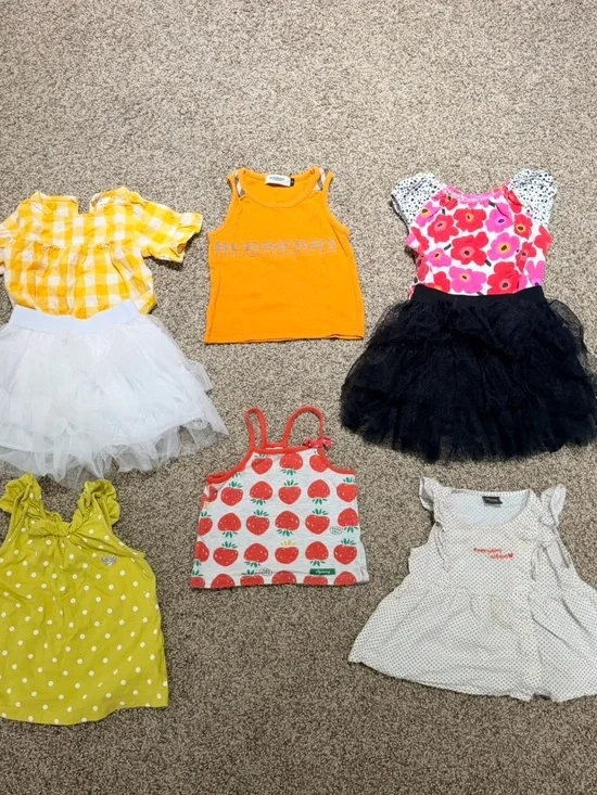 LOT OF 8 BABY GIRL BURBERRY BUNDLE TOPS SKIRTS 9-12 MONTHS OLD