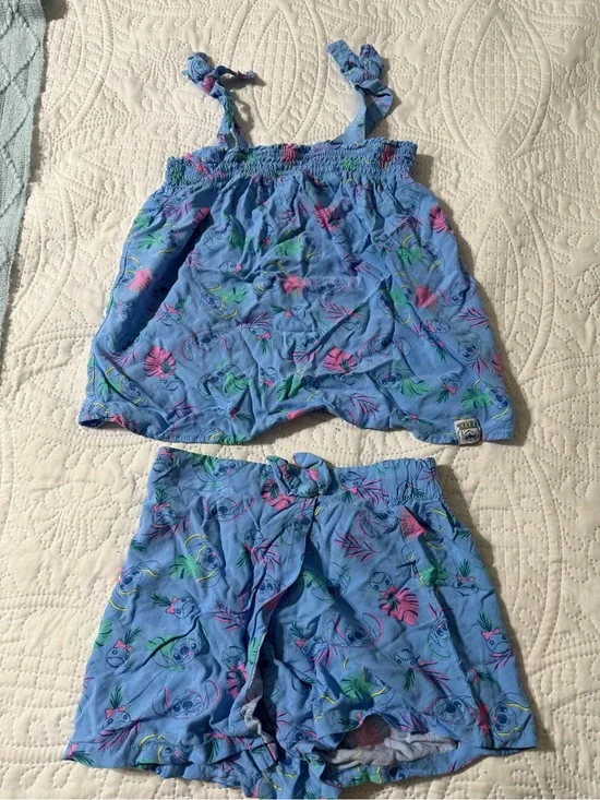 Disney Blue Floral Tank Top & Shorts  Set