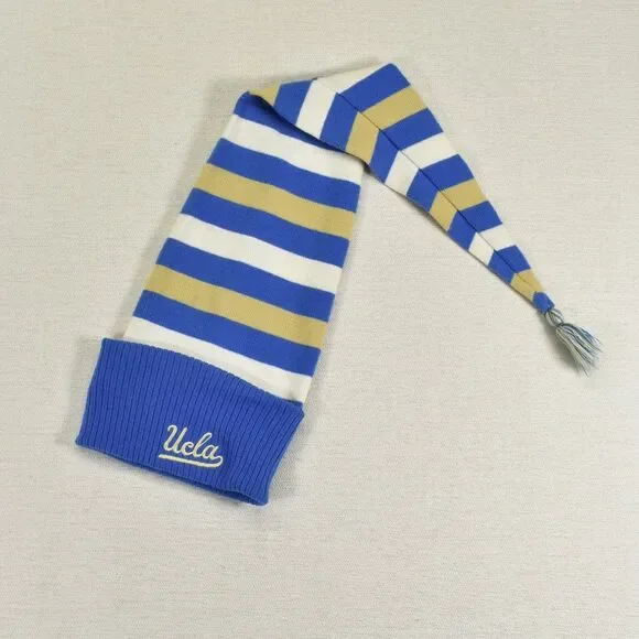Adidas UCLA Bruins Blue Gold Stripe Long Stocking Cap Beanie Nightcap Tassel OS