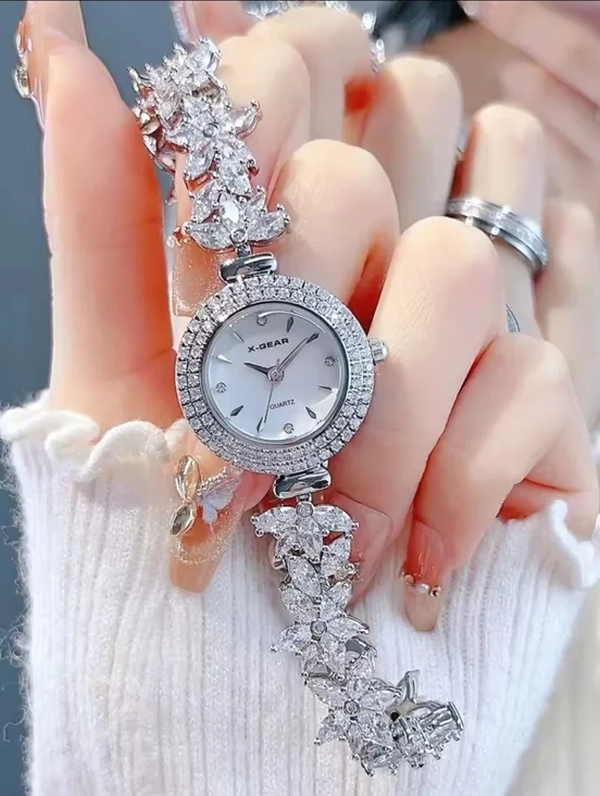 X-Gear Women's Silver Crystal Bracelet Watch - Sparkling Jewelry Timepiece