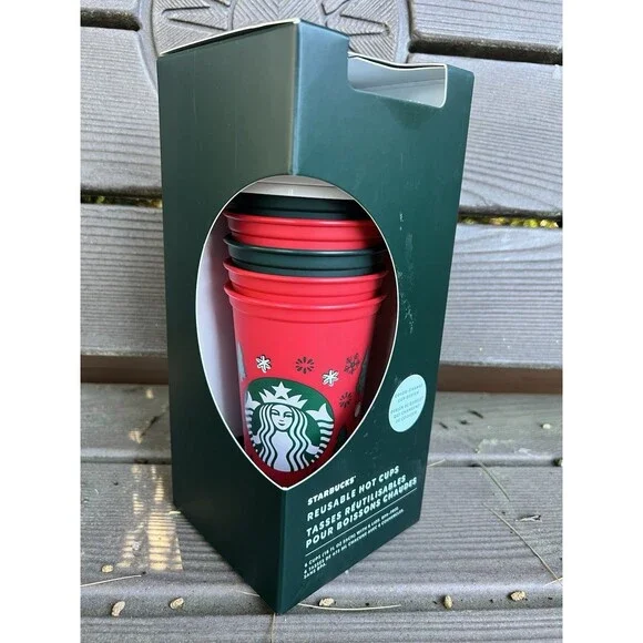 Starbucks 2022 Christmas Holiday Hot Cups Reusable Green And Red 16oz NWT