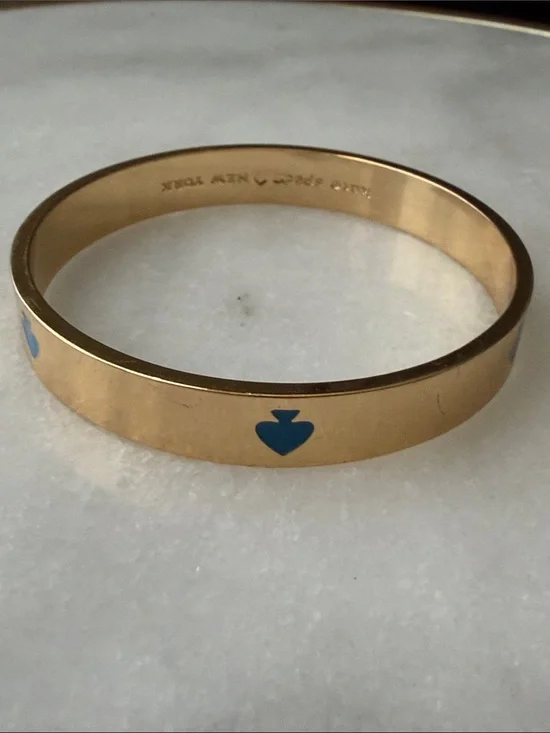 Kate spade Gold-Tone Blue Heart Inlay Bangle Bracelet