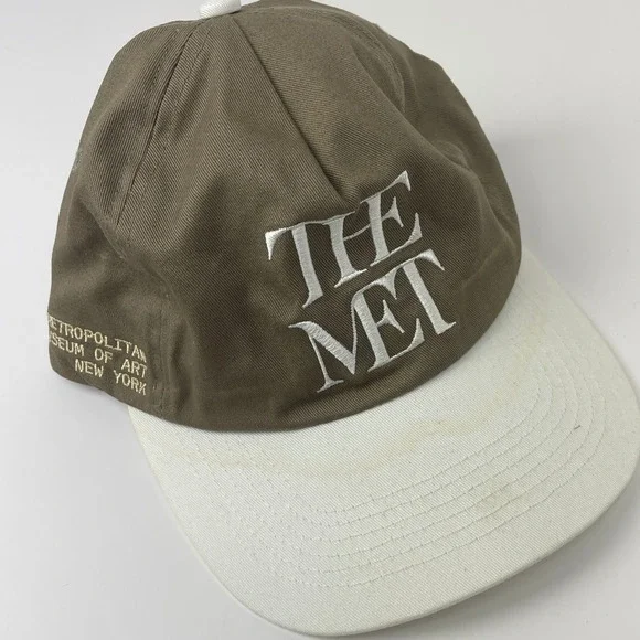 The Met Baseball Cap Unisex OSFM Dad Hat Olive Cream Two Tone NYC Souvenir EUC