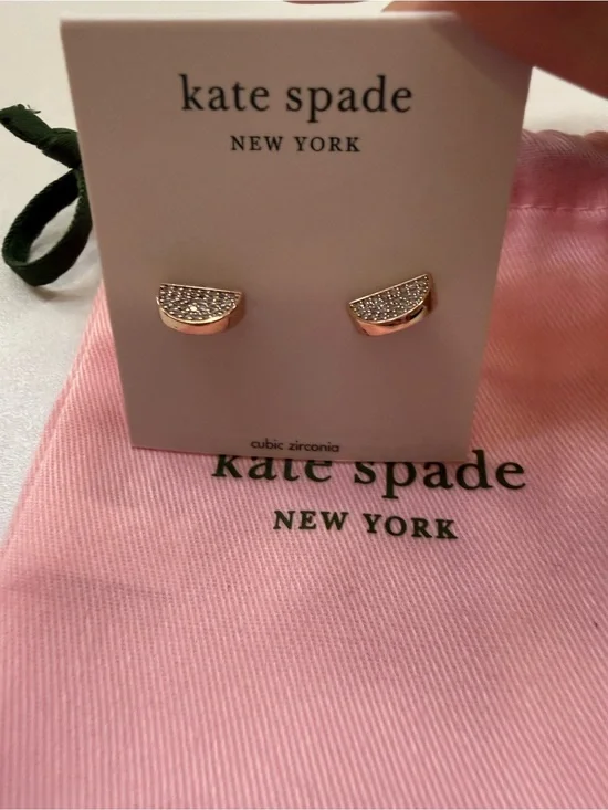 Kate Spade New York Rose Gold Pavé CZ Half Moon Stud Earrings