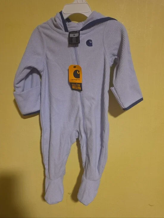 NWT Carthartt Infant Size 6 Months Light Purple Zip-Up Sleeper Hooded Coverall