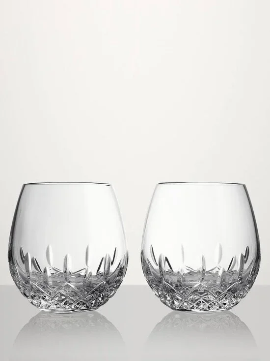 Waterford Lismore Essence Stemless Light Red Wine, 13.5oz, Set of 2 (BRAND NEW)