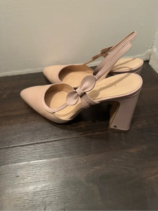 kate spade Blush Pink Slingback Block Heel Pumps with Bow