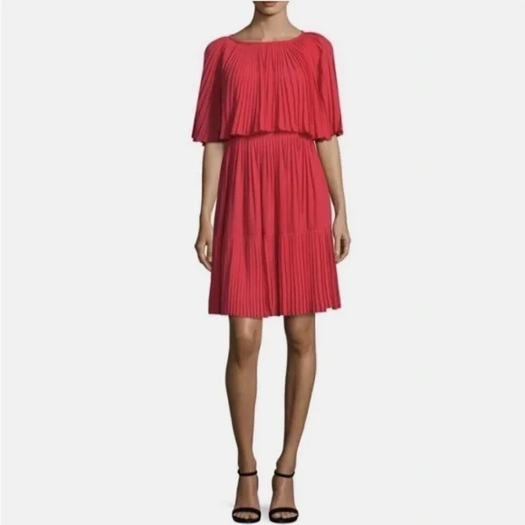 Kate Spade Red Pleated Cape Dress Size 6