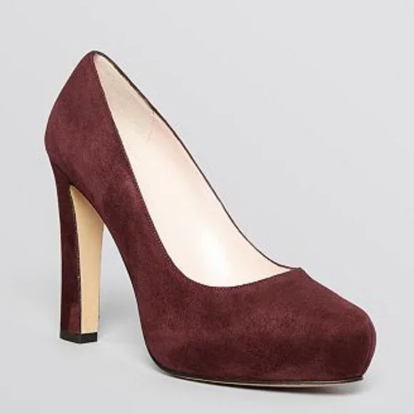 KATE SPADE Made in Italy Burgundy Suede Platform Pumps